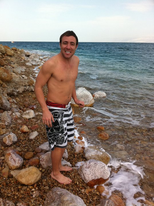 John - getting in the Dead Sea